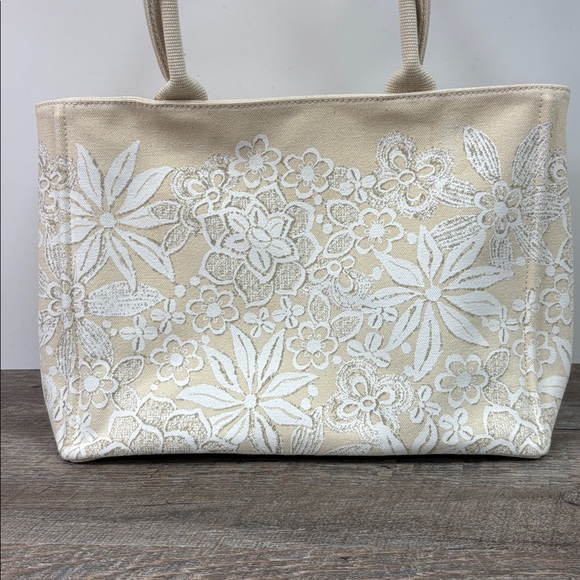 Oscar de la Renta Floral Printed Canvas Tote Bag – Ivory/White - Picture 2 of 15